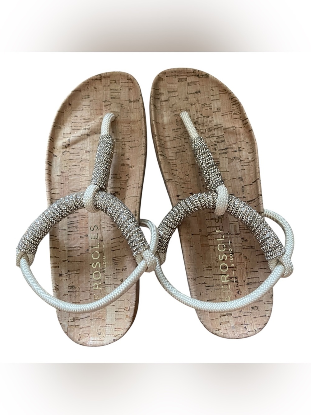 Aerosoles women’s Cork Rope Sandals in Beige and Metallic